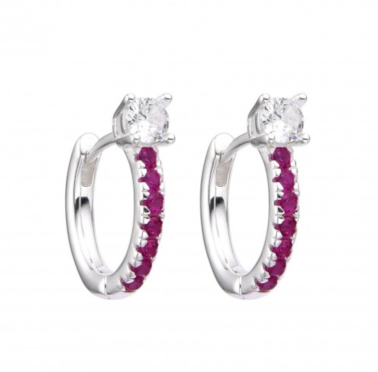 Par de aros de plata 925 con circonias. 