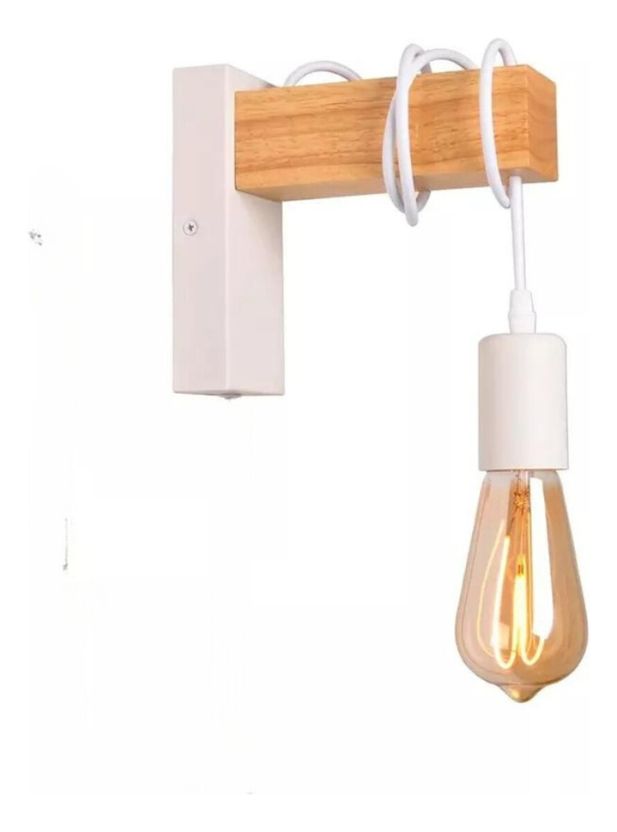 Aplique Colgante Portalámparas Metal Madera Vintage Negro - Blanco 