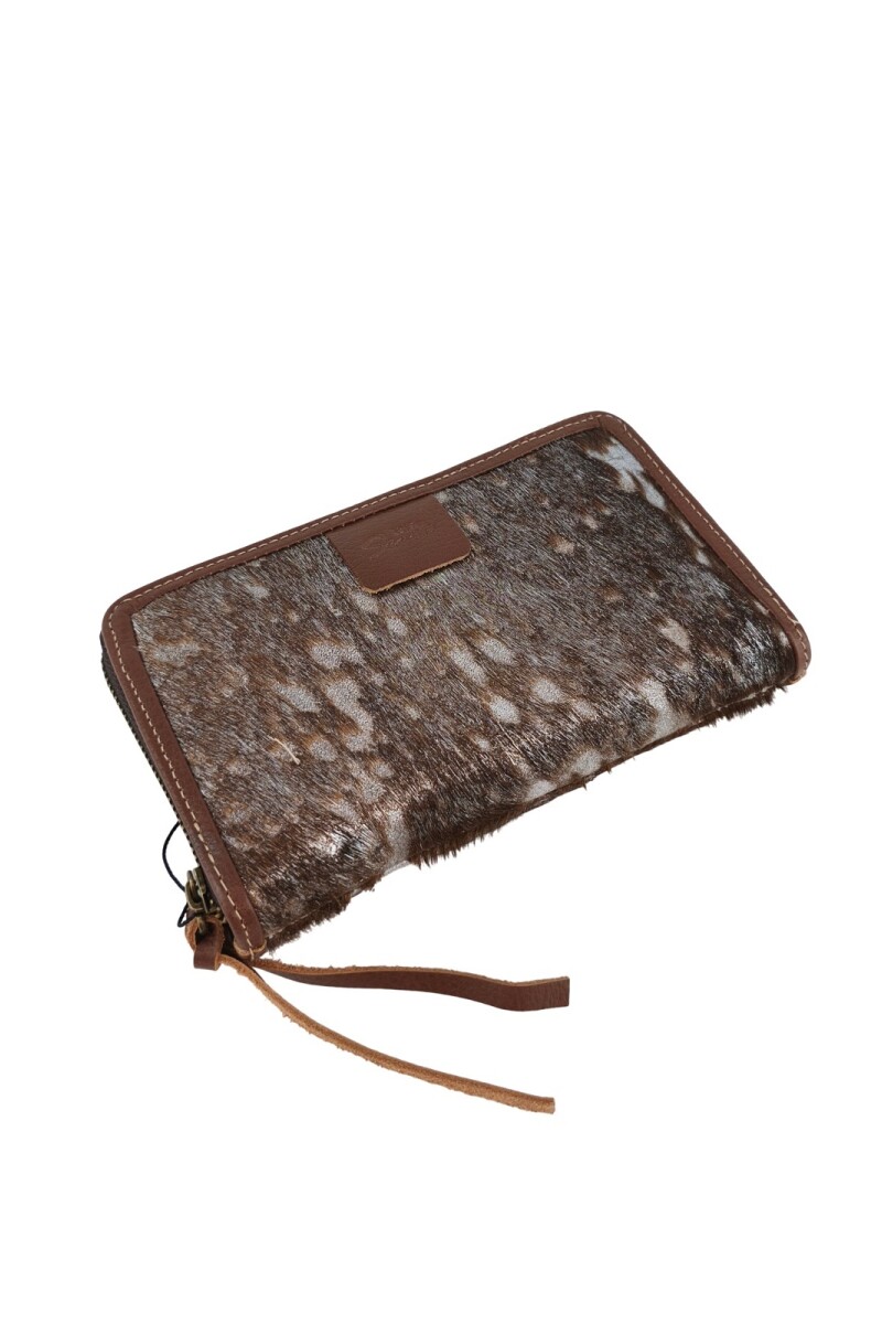 Monedero de piel genuina Marrón