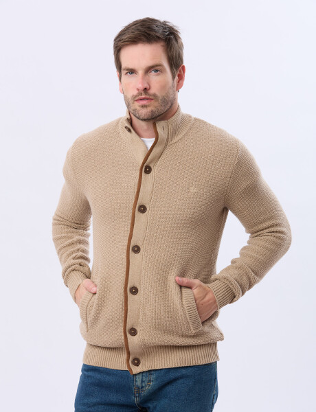 CARDIGAN GRUESO TEJIDO Beige