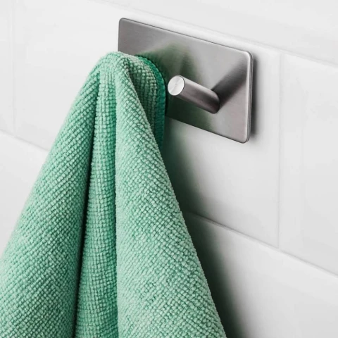 Gancho autoadhesivo doble acero inoxidable para pared Gancho autoadhesivo doble acero inoxidable para pared