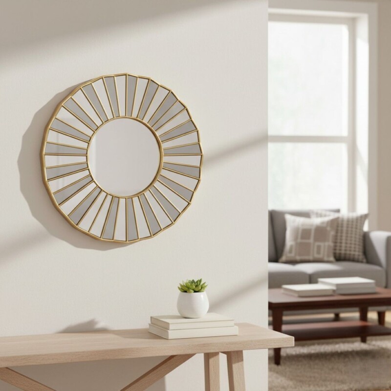 ESPEJO RED C/MARCO DORADO Unica