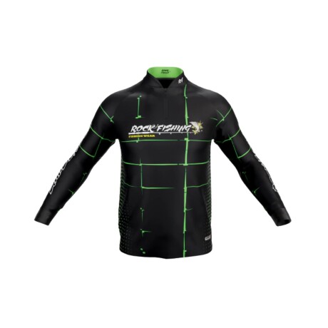 REMERA ROCKFISHING M/LARGA NEGRO/VERDE.- REMERA ROCKFISHING M/LARGA NEGRO/VERDE.-