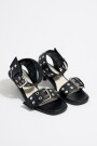SANDALIA TACÓN TACHAS PIEL Negro