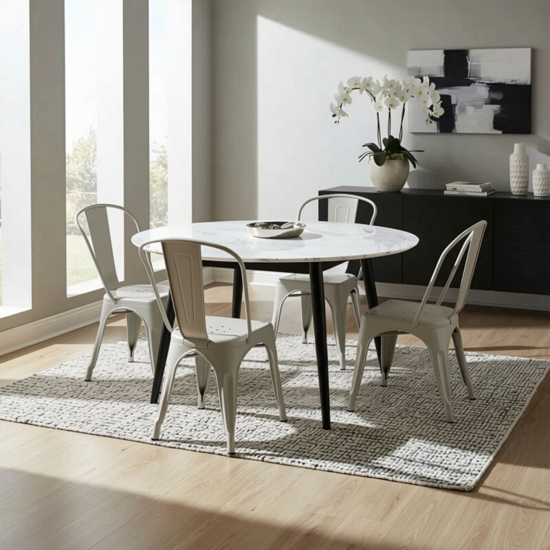 Pack 4 Sillas Tolix Lumax Metálicas Para Comedor Y Cocina Diseño Retro Resistente Gris