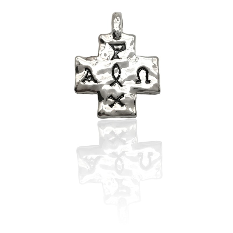 Dije Cruz alfa omega Chi Ro-Plata 925 inflada-Sin piedra-CP3172 - Adulto - Sinpiedra
