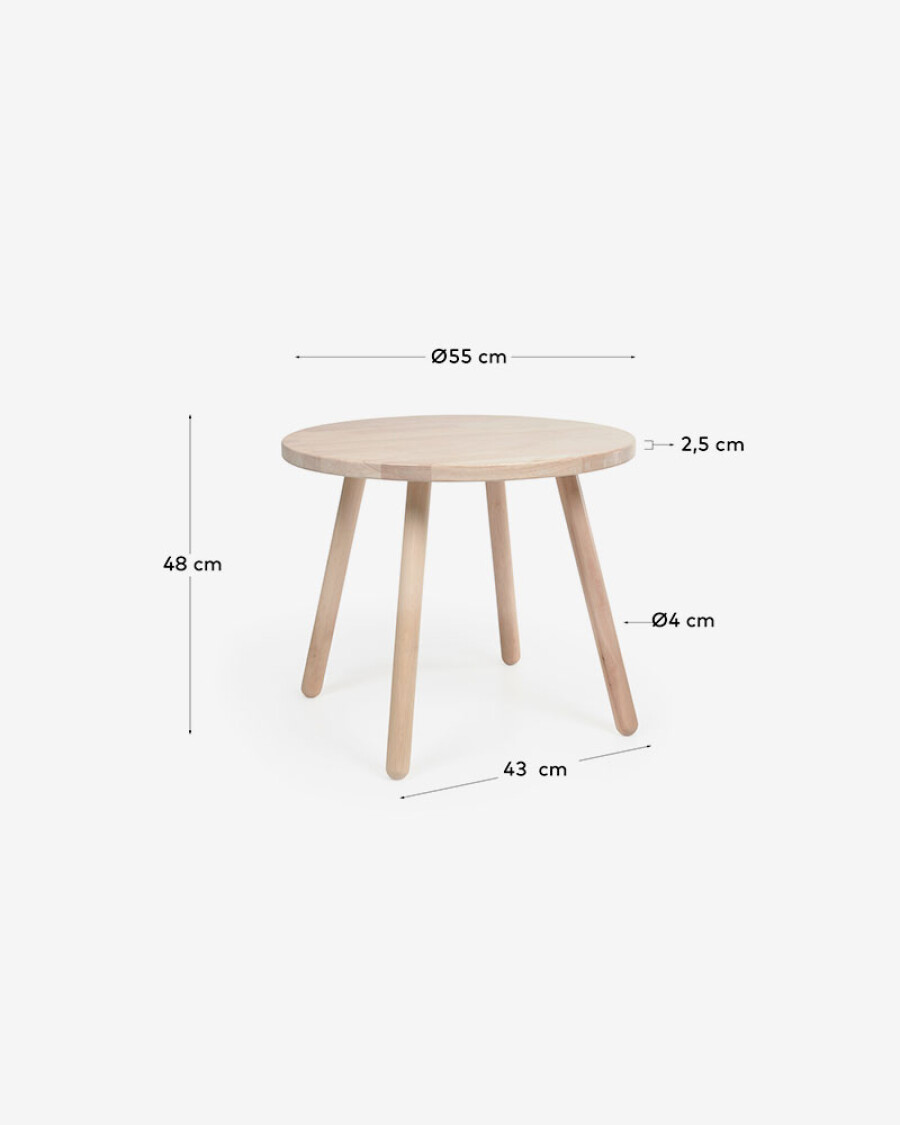 Mesa infantil redonda Dilcia madera maciza caucho Ø 55 cm Mesa infantil redonda Dilcia madera maciza caucho Ø 55 cm