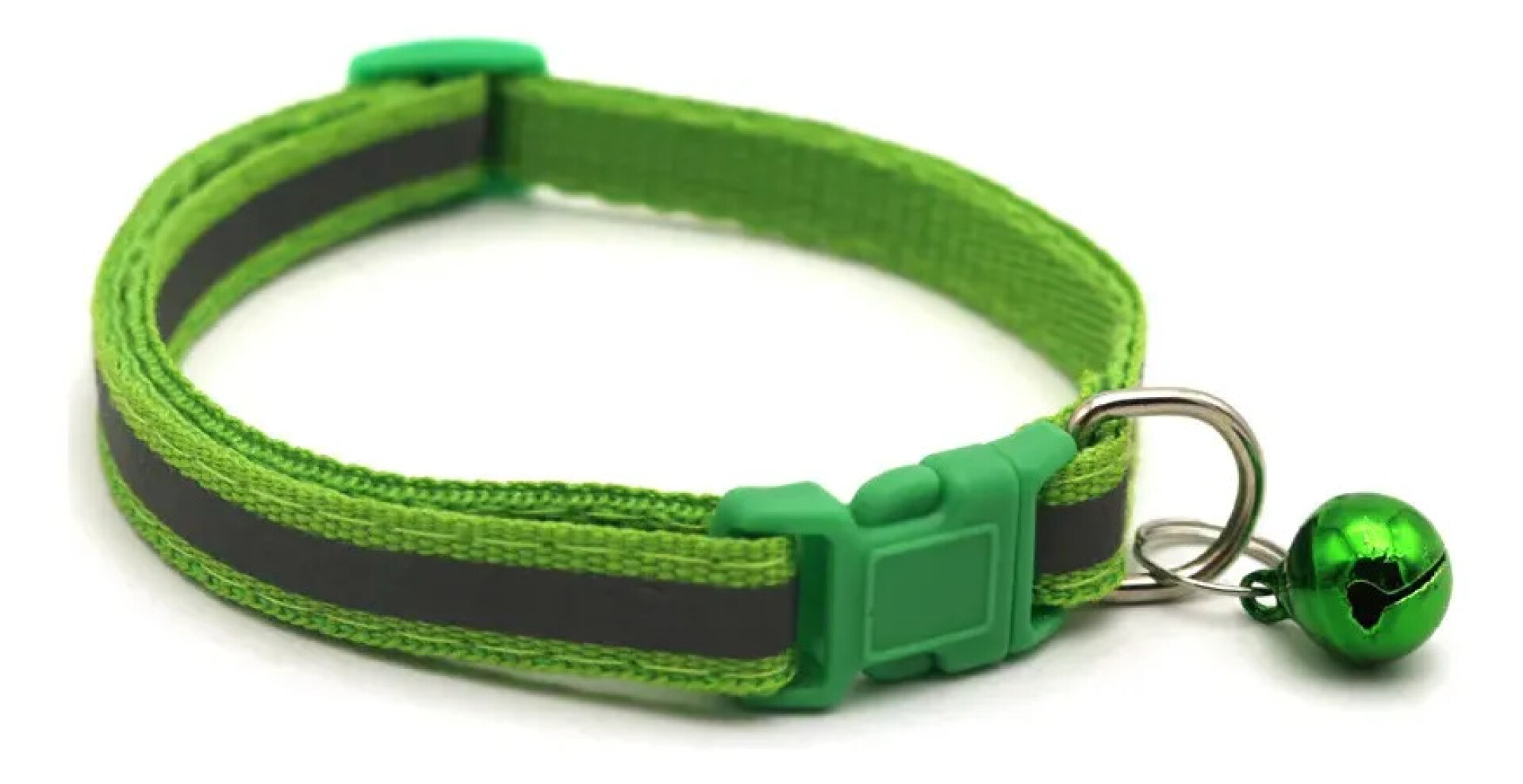 Collar Para Gato Ajustable Reflectivo Con Cascabel - VERDE 