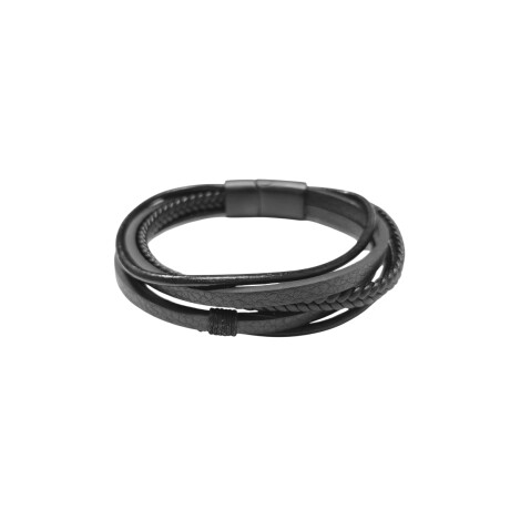 Pulsera cuerina negra diseño trenzado Negro