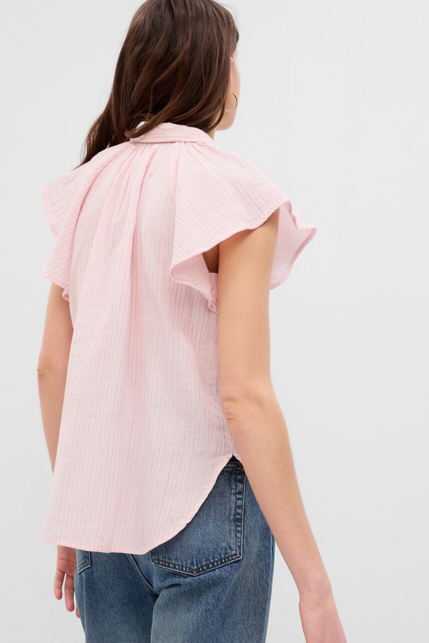 Camisa Manga Corta Mujer Pink Stripe