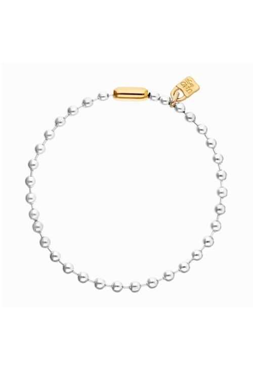 COLLAR DE BOLAS DE ALEACIÓN DE METALES BAÑADO EN PLATA DE LEY CON CIERRE Y CANDADO EN BAÑO DE ORO 18K Colgante