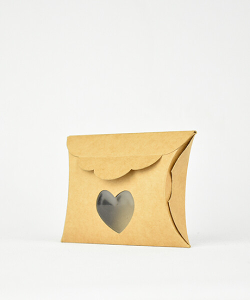 ESTUCHE PILLOW CORAZON 8X8,5X3 cm KRAFT MARRON