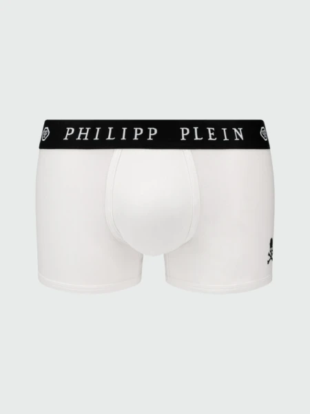 PHILIPP PLEIN - bóxer negro con diseño de calavera Blanco