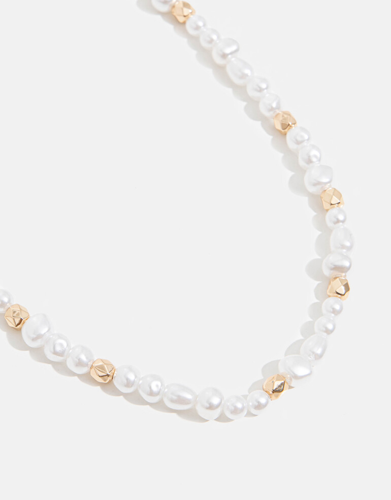 Collares Cortos Perlas Collar Con Perlas Orgánicas - Combinacion Bicolor