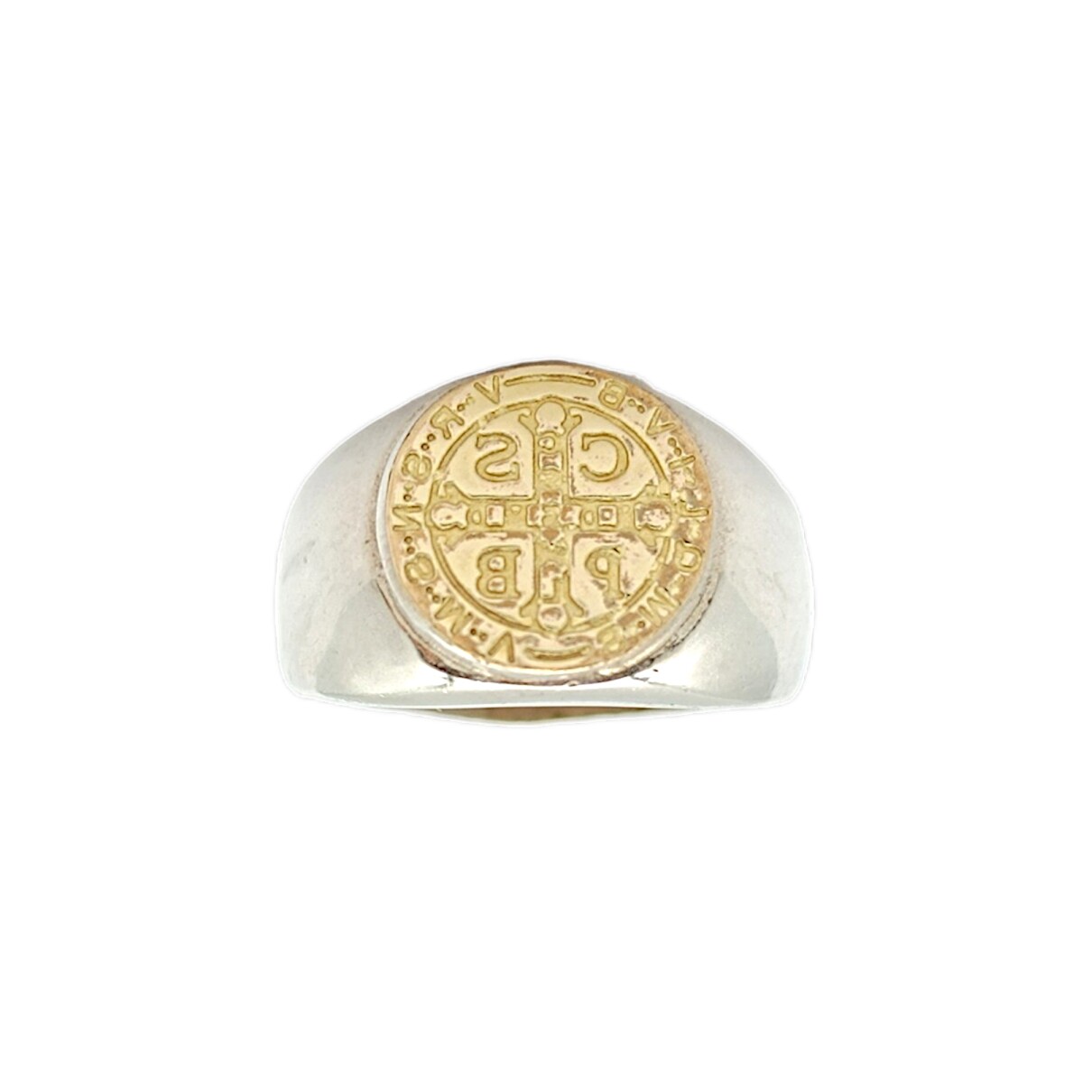 Anillo San Benito-Plata y Oro-Sin Piedra-AN5829 - sinpiedra 