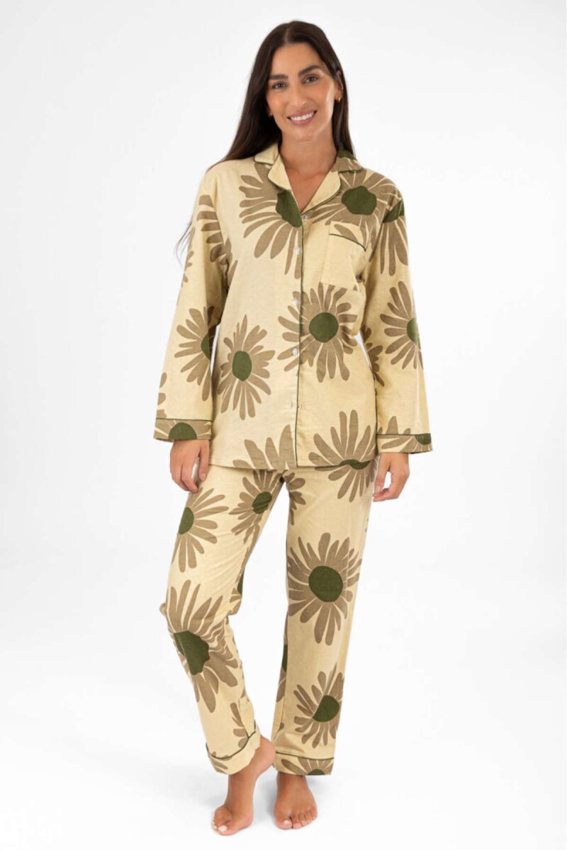 Pijama franela - Mostaza 