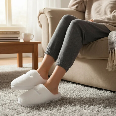 Pantufla De Felpa Peluche sintético Antideslizante Unisex Natural