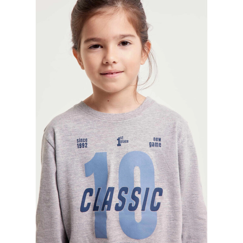 CAMISETA ML MASC CINZA MESCLA