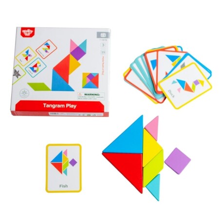 Rompecabezas Tangram Puzzle Geométrico Varias Formas Madera Multicolor