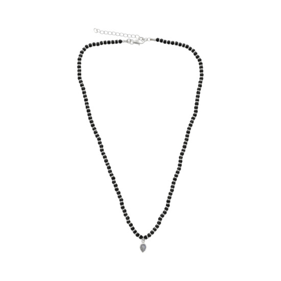 Collar Cadena Karvik Dije Espinela Negra Y Labradorita Plata 925 0