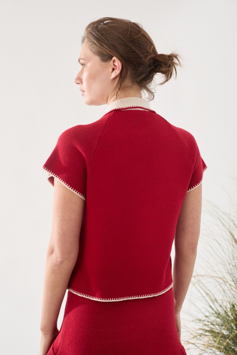 TOP ZIP KNIT Rojo