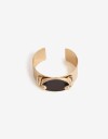 Brazaletes Color Brazalete Metal Y Cuerina - Dorado