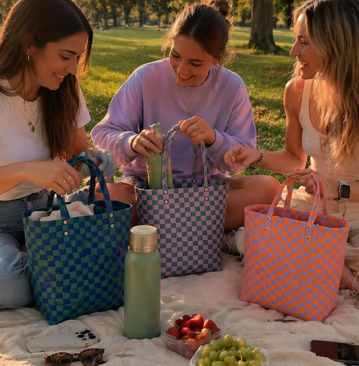 Bolso matera con asas - 26x24x10cm - Azul 