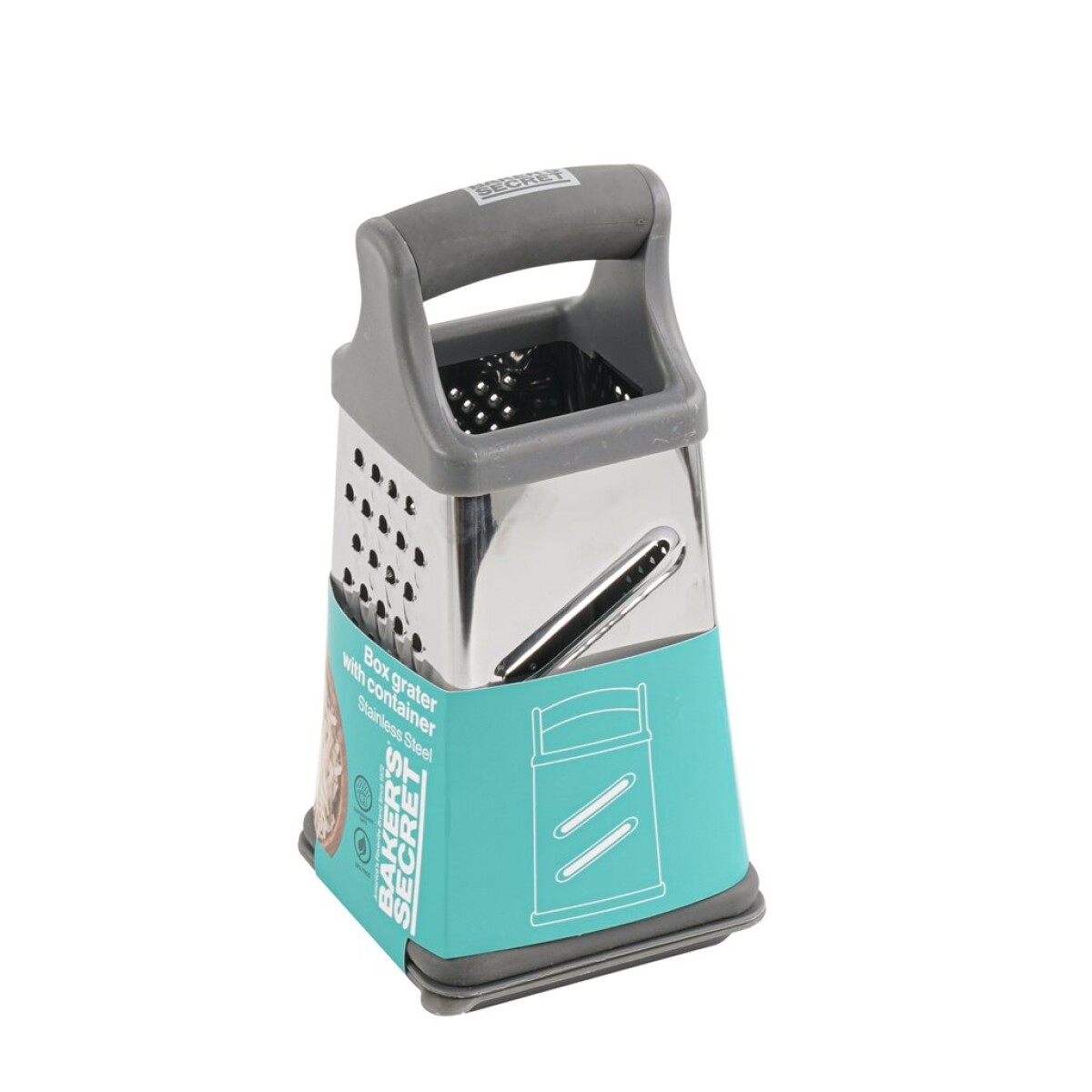 RALLADOR 4 CARAS C/CONTENEDOR 11x11x17CM GRIS/ROJO