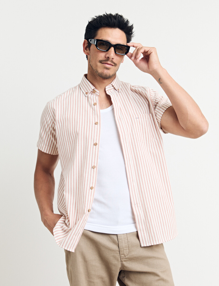 012672 CAMISA HARRINGTON LABEL Rojo/blanco