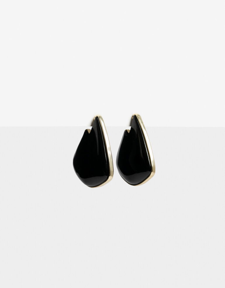 Aros Argollas Color Argollas Resina Y Metal - Negro
