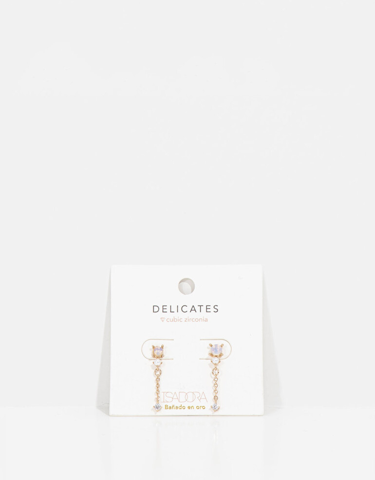 Aros Colgantes Cortos Strass Aros Con Cubic Zirconia - Dorado