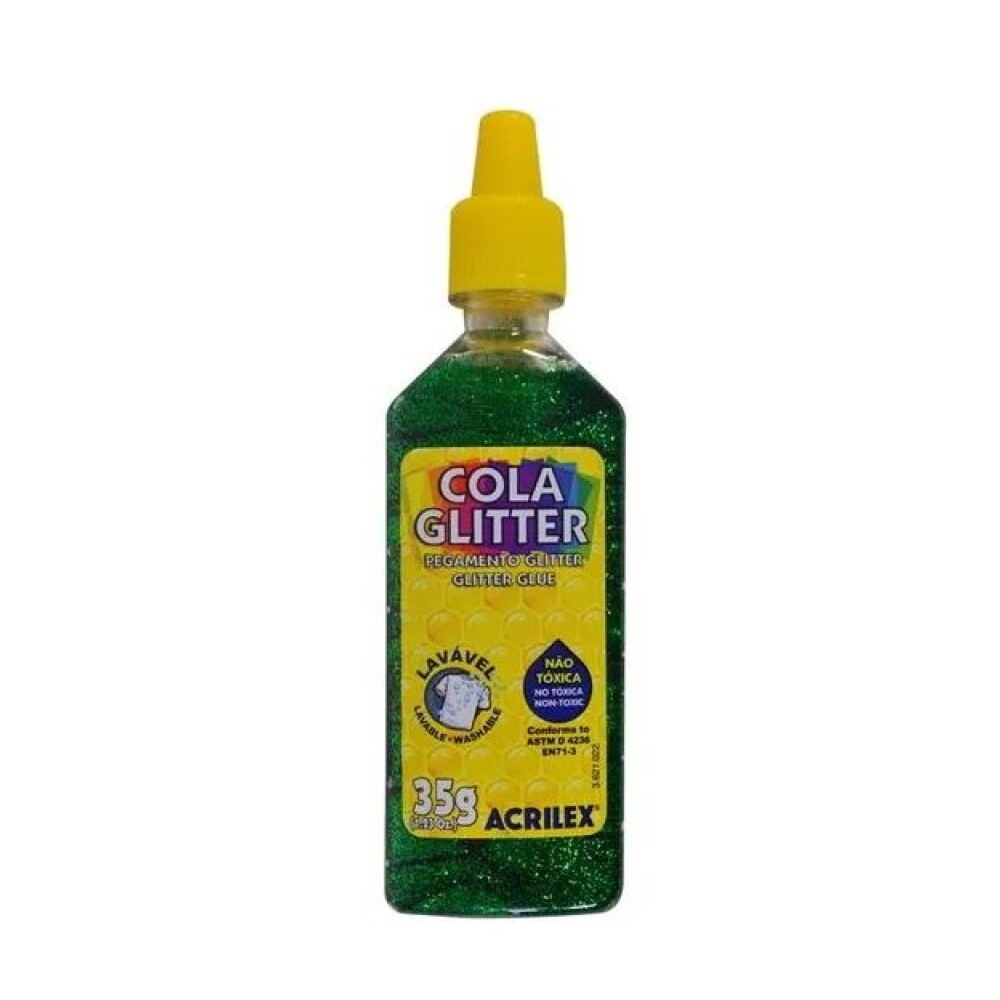 Brillantina Con Goma Verde Acrilex 35 Grs #BRILLANTINA CON GOMA VERDE ACRILEX 35 GRS