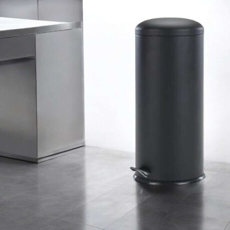 Papelera Cilindrica 30Lt Acero Negro Mate
