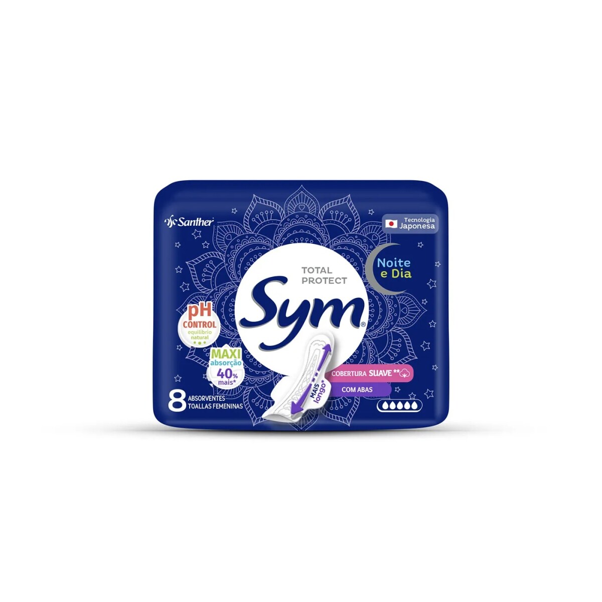 Toallitas Femeninas Sym Noche y Día Suave con Alas 8U 
