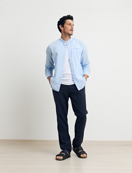 011954 CAMISA HARRINGTON LABEL LINO Celeste