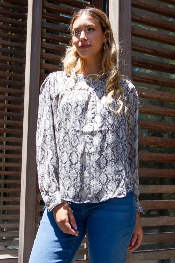 Blusa Chiffon Print GRIS/MULTI