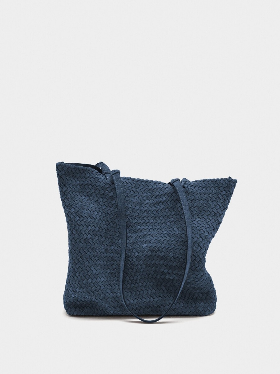 Bolso Shopper De Piel Trenzada azul-marino