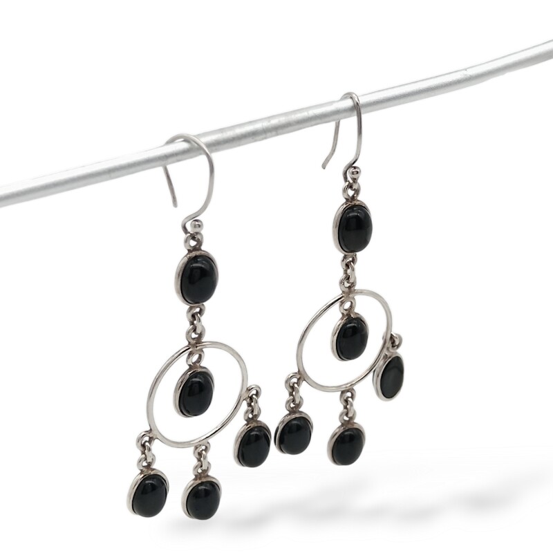 Caravanas Colgante-Plata 925-Piedra ónix-CA3330 conpiedra