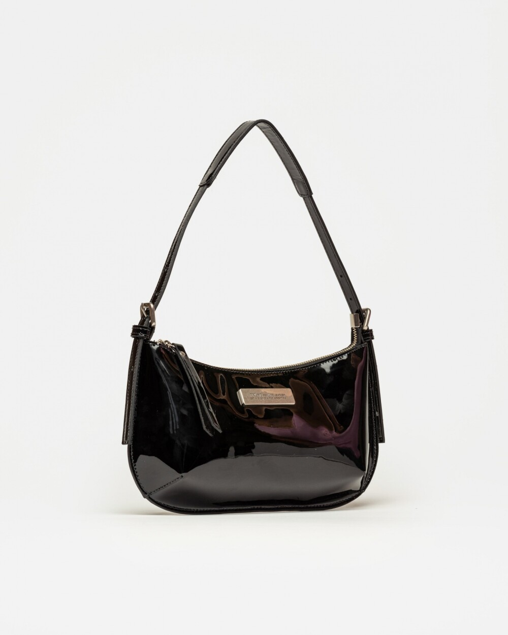 Cartera al hombro Mia en cuero charol Negro