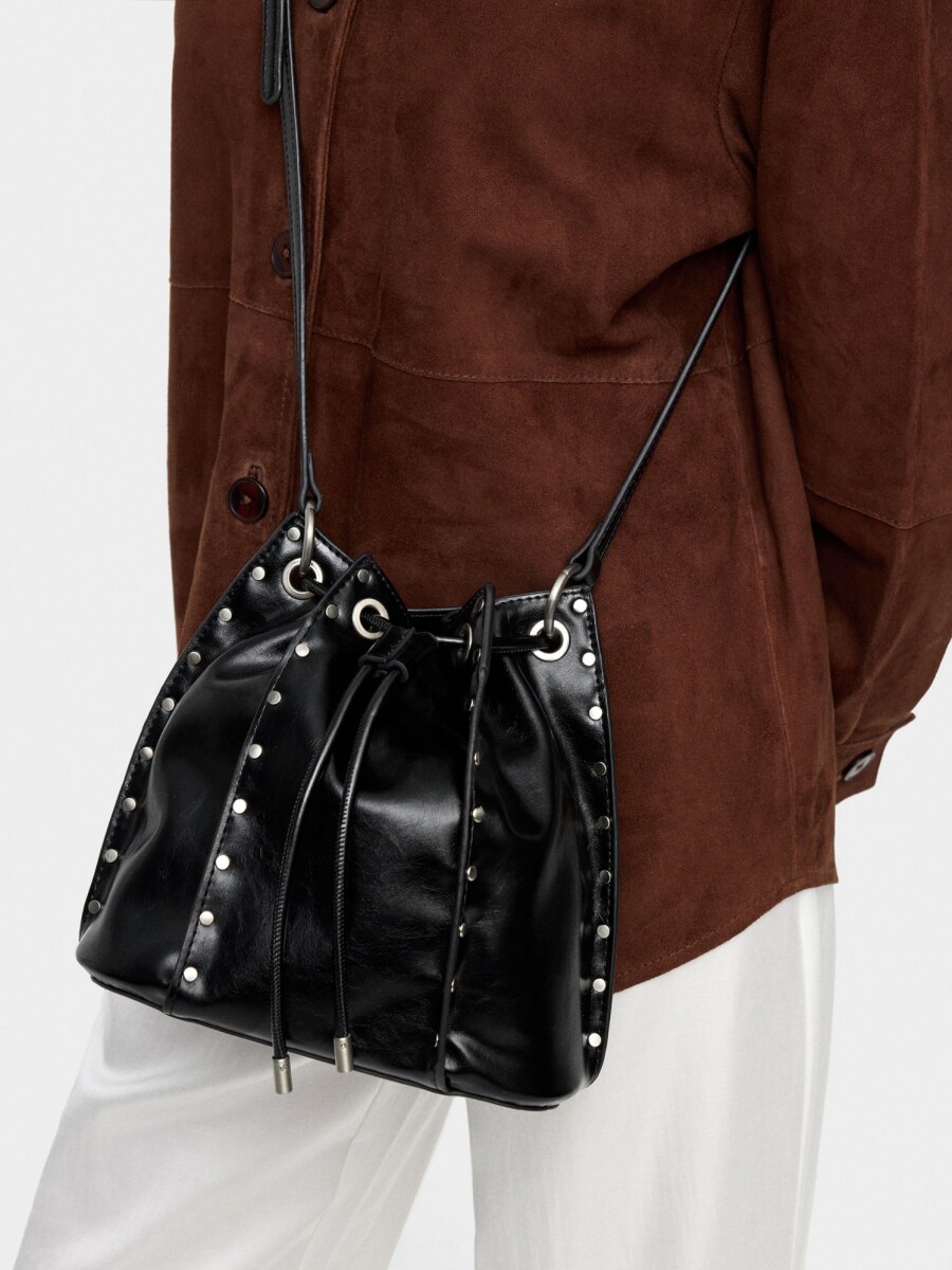 Bolso Bombonera Con Tachuelas negro