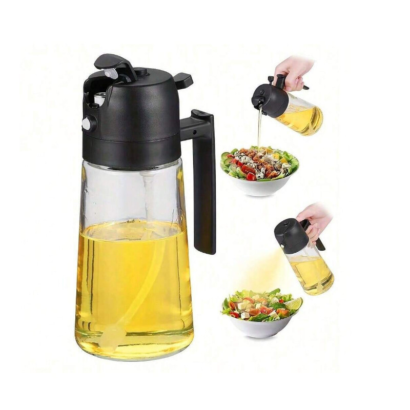 Pulverizador y dispensador de aceite 2 en 1 negro