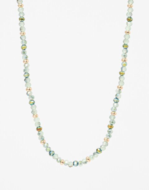 Collares Cortos Color Collar De Beads Facetados - Verde Medio