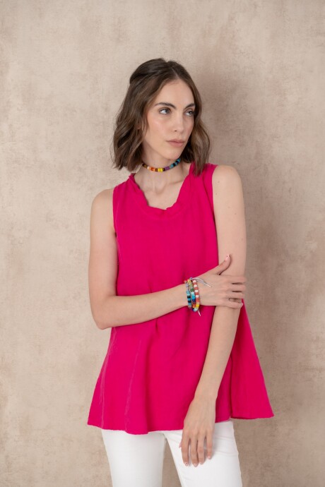 Blusa de lino Fucsia