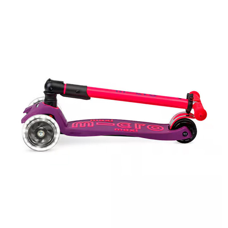 Monopatín Maxi Micro Deluxe Neón Led Plegable Rosa