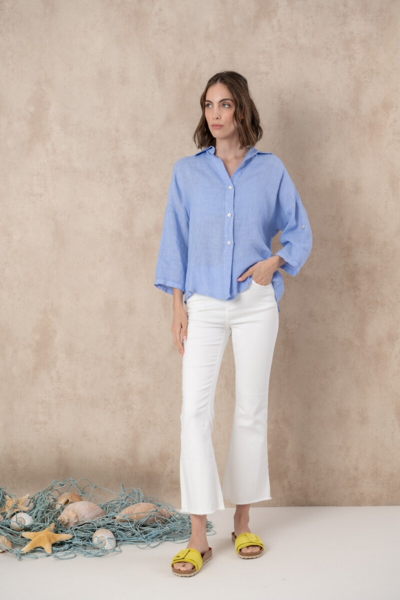 Camisa de lino lisa - Blue 