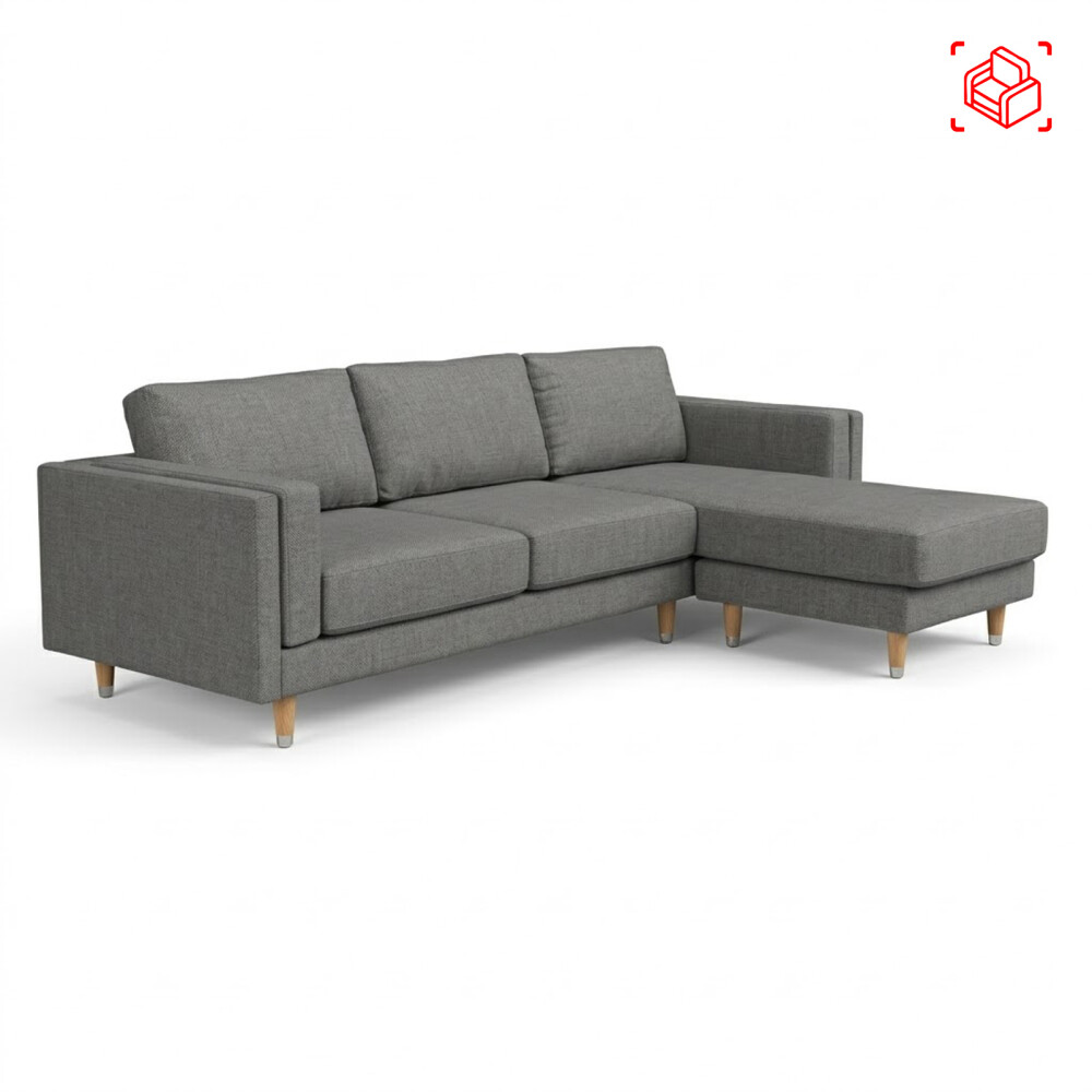 SILLÓN CON CHAISE MÁS DE 4 CUERPOS TELA-PREMIUM GRIS EASY CLEAN LUXOR GRIS OSC
