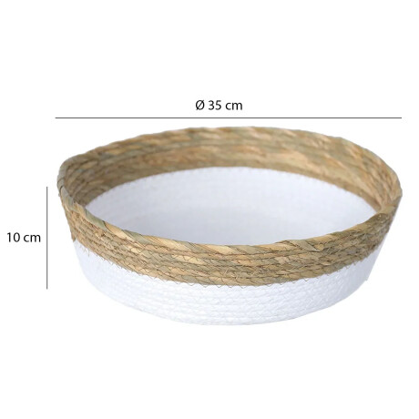 Cesto Canasto de Fibra Natural Paramount Decoración Ø35x10Cm Blanco