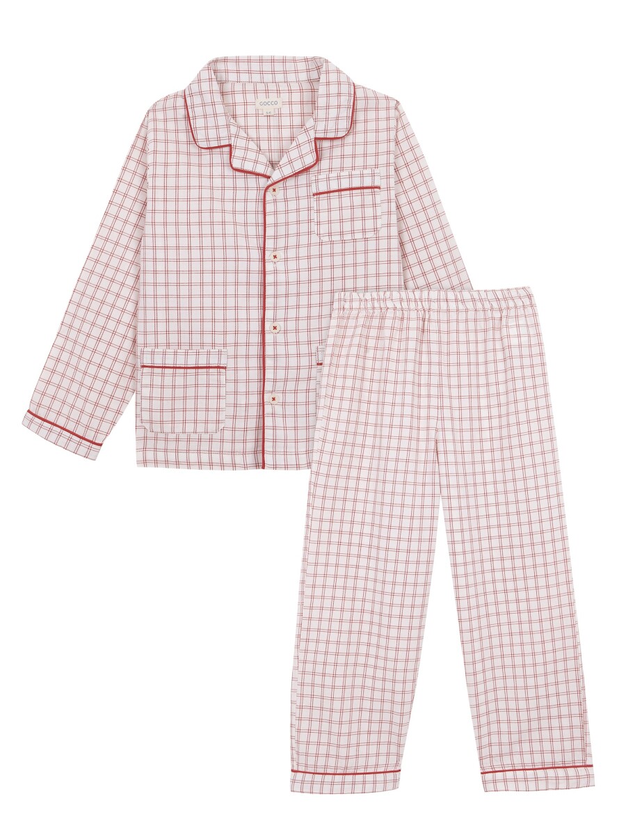 Pijama De Cuadros Blanco Roto