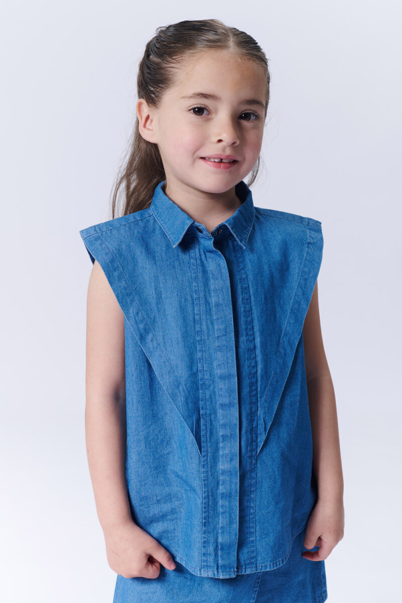 Camisa sin mangas Azul