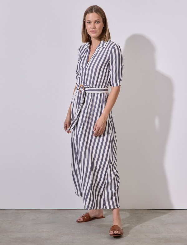 Vestido Maxi Stripes BLANCO/AZUL